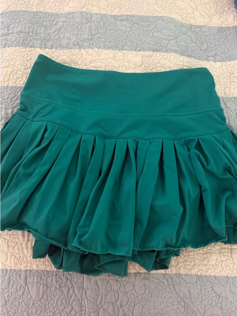 Pleated Active Mini Skirt in Teal with Built-In Shorts